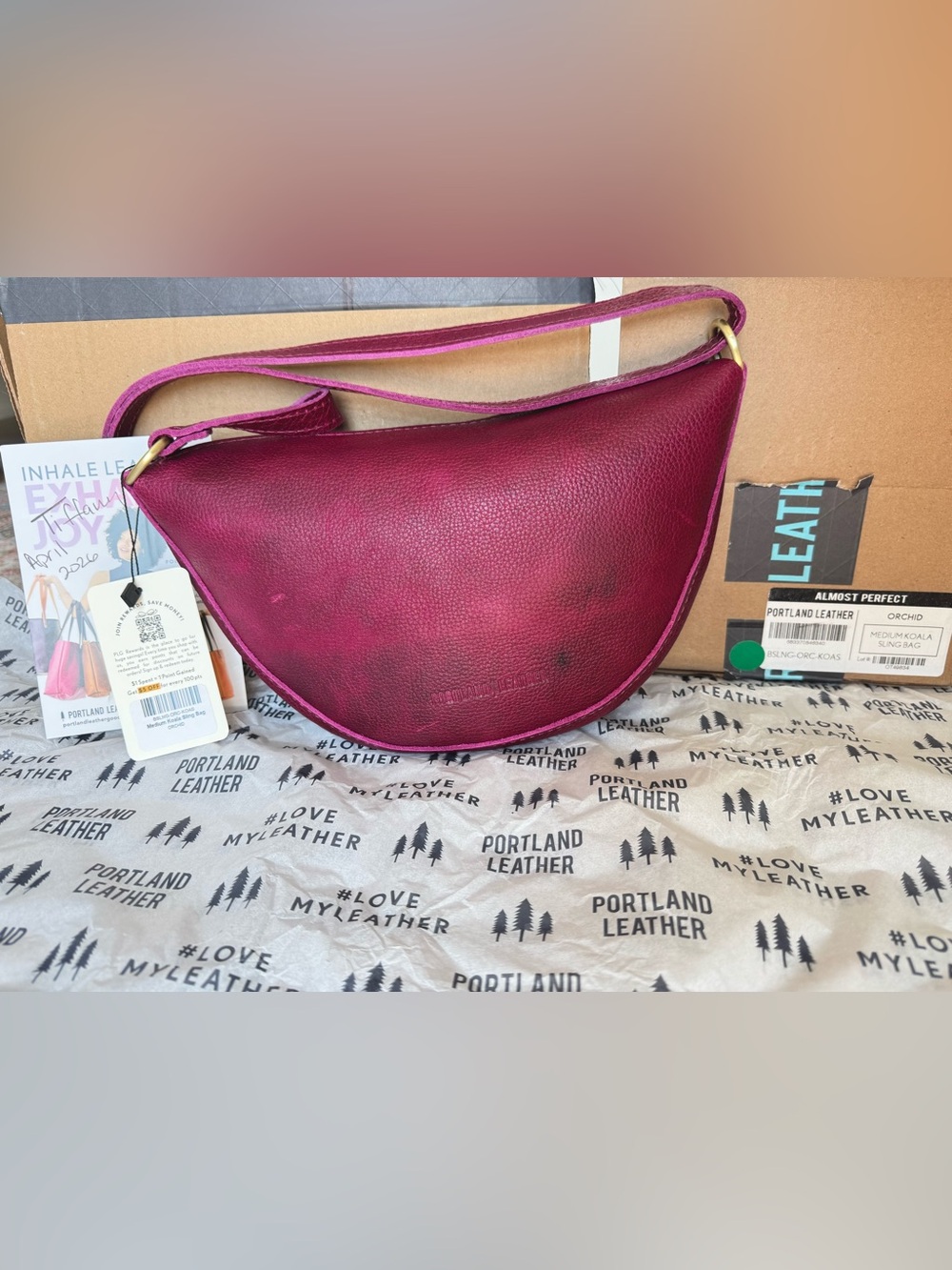 Portland Leather medium Orchid Koala Shoulder Bag